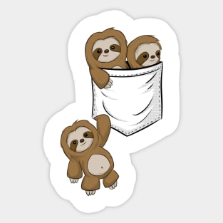 For Sloth Lovers Cute Kawaii Baby Sloths In Pocket Sticker